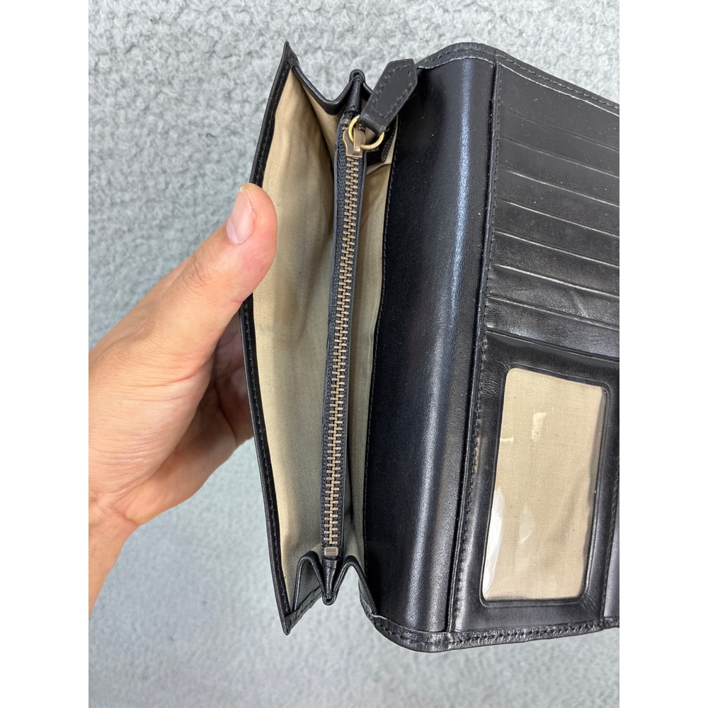Frye Western Stitch Flap Continental Wallet Womens OS Black Leather Clutch Boho - Picture 11 of 14